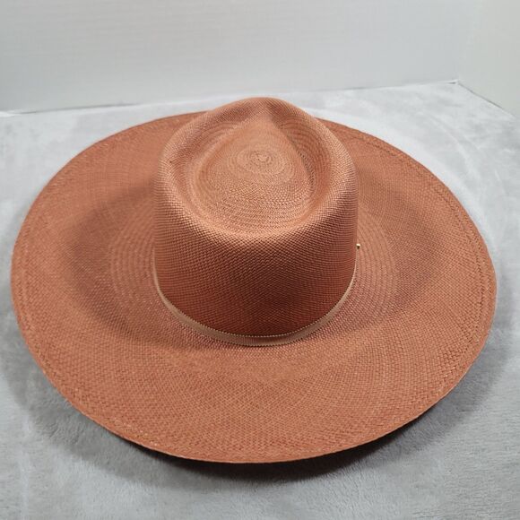 Cuyana Wide Brim Ecuador Hat Toquilla Straw Terracotta Panama Sun Hat Size 57 M main image 4
